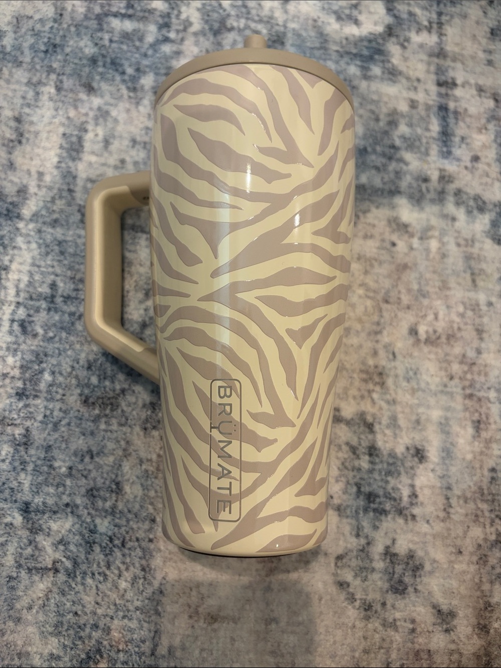 Tan Zebra Print Insulated Travel Tumbler